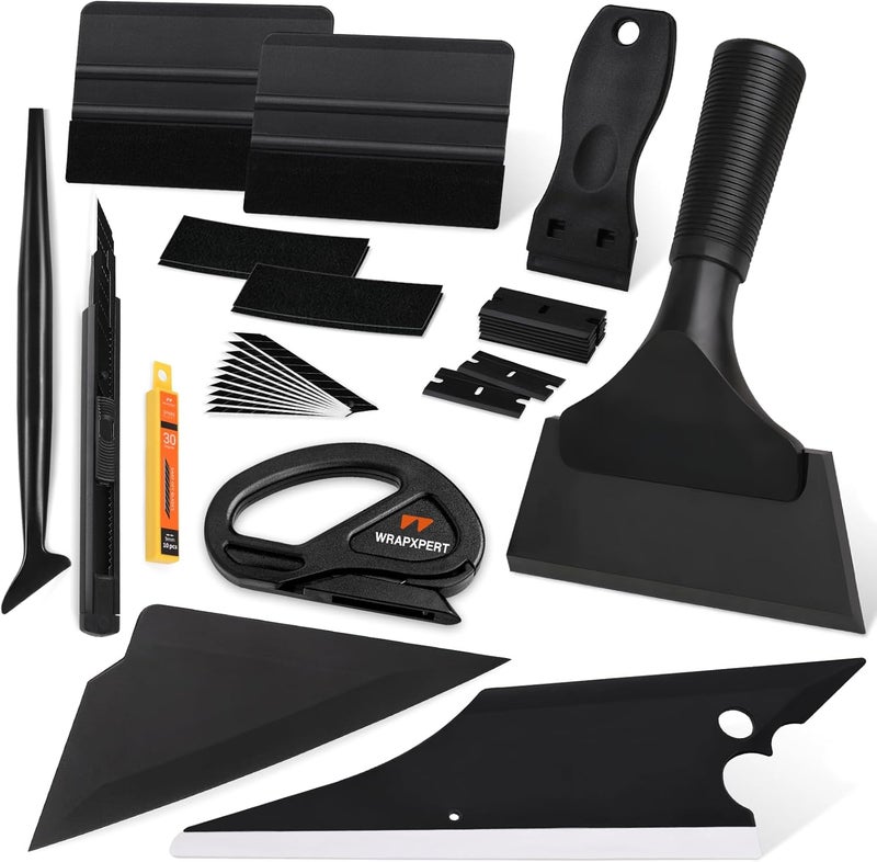 WRAPXPERT Window Tint Kit 15 PCS Vinyl Wrap Tools Kit Vehicle Glass Protective Film Installing Tool Included Squeegee Tool Kit, Plastic Scraper, Safety Film Cutter, Utility Knife with Blades - Image 1